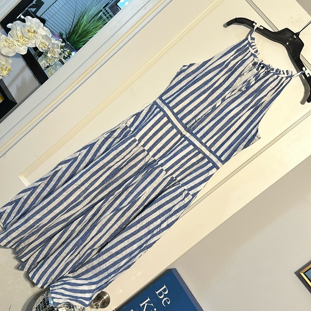 Eliza J Stripped Sleeveless Halter Fit and Flare Dress 14 - Picture 4 of 15